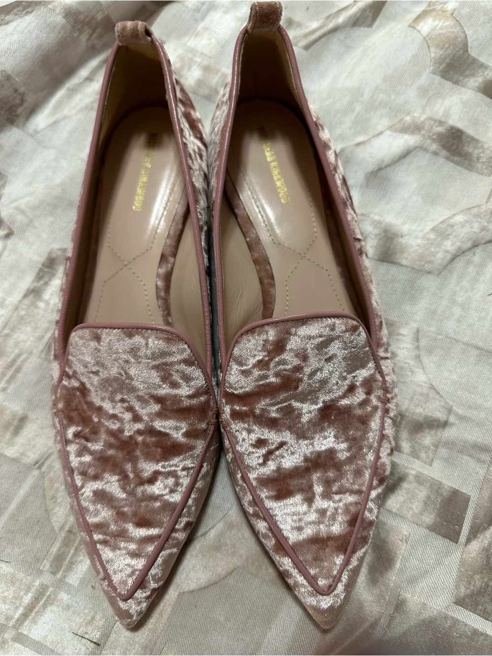 Nicholas Kirkwood Rose Velvet Pointed-Toe Flats